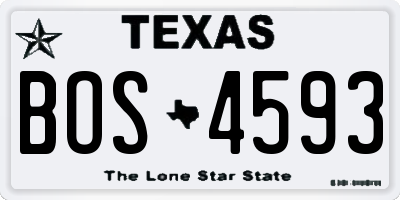 TX license plate BOS4593