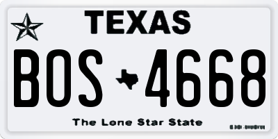 TX license plate BOS4668