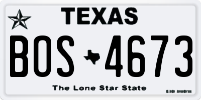 TX license plate BOS4673