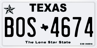 TX license plate BOS4674