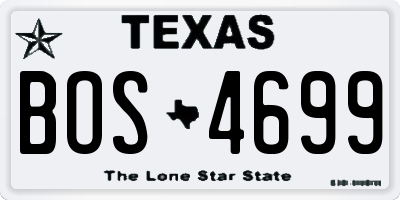 TX license plate BOS4699