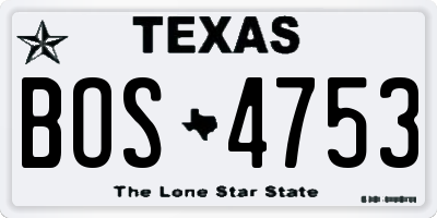 TX license plate BOS4753