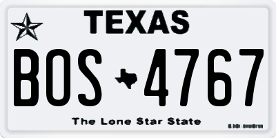 TX license plate BOS4767