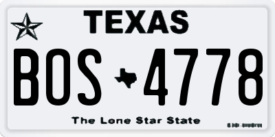 TX license plate BOS4778