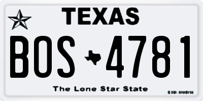 TX license plate BOS4781