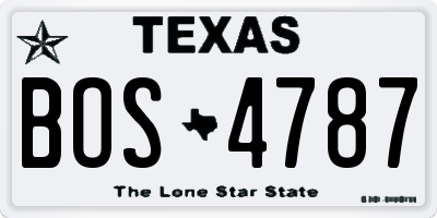 TX license plate BOS4787