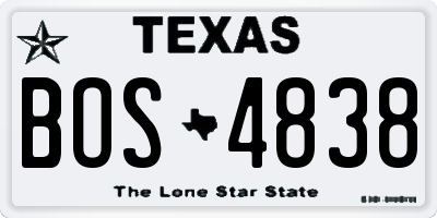 TX license plate BOS4838