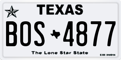 TX license plate BOS4877