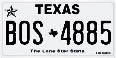 TX license plate BOS4885