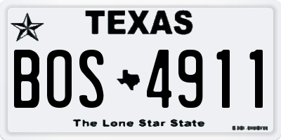 TX license plate BOS4911
