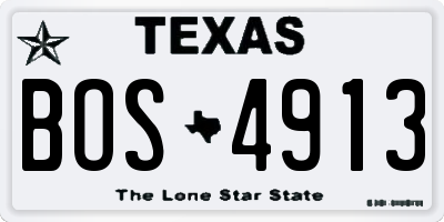 TX license plate BOS4913