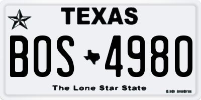 TX license plate BOS4980