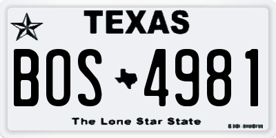 TX license plate BOS4981
