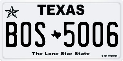 TX license plate BOS5006