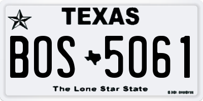TX license plate BOS5061