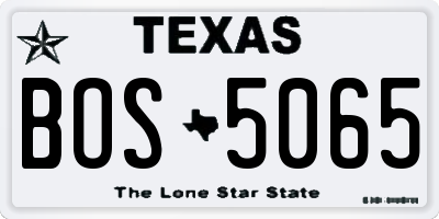 TX license plate BOS5065