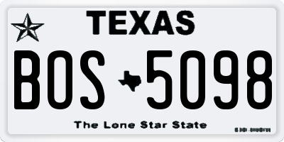 TX license plate BOS5098