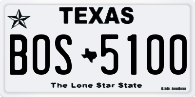 TX license plate BOS5100