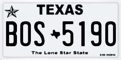 TX license plate BOS5190