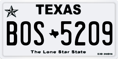 TX license plate BOS5209