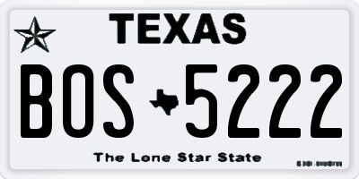 TX license plate BOS5222