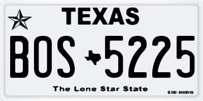 TX license plate BOS5225