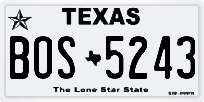 TX license plate BOS5243