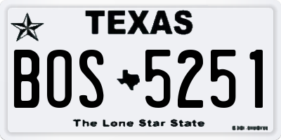 TX license plate BOS5251
