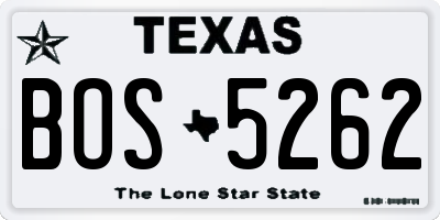 TX license plate BOS5262