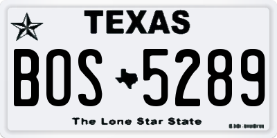 TX license plate BOS5289