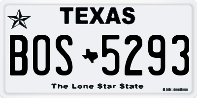 TX license plate BOS5293