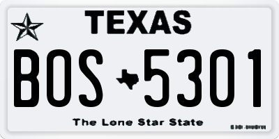 TX license plate BOS5301