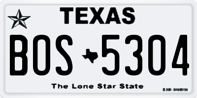 TX license plate BOS5304