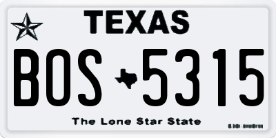 TX license plate BOS5315