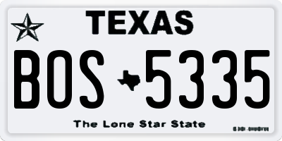 TX license plate BOS5335