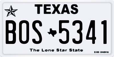 TX license plate BOS5341
