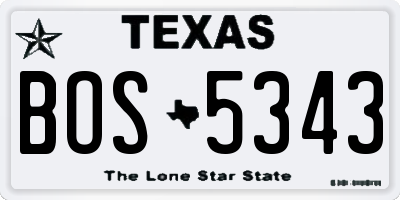 TX license plate BOS5343