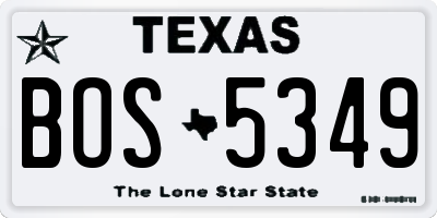 TX license plate BOS5349