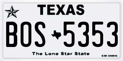 TX license plate BOS5353