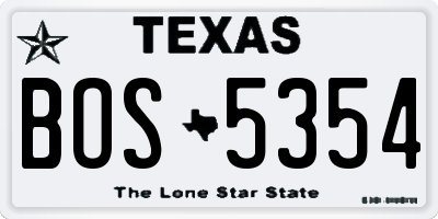 TX license plate BOS5354