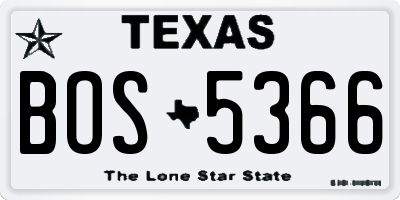 TX license plate BOS5366