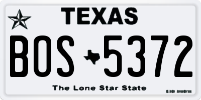 TX license plate BOS5372