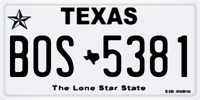 TX license plate BOS5381