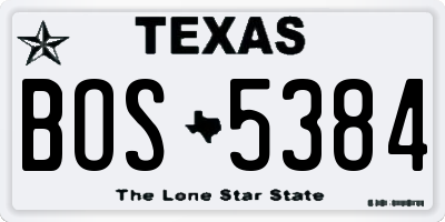 TX license plate BOS5384