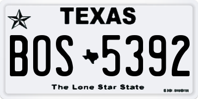 TX license plate BOS5392