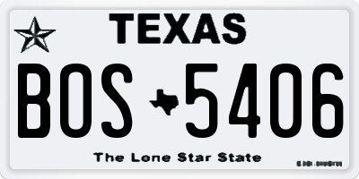 TX license plate BOS5406