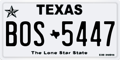 TX license plate BOS5447
