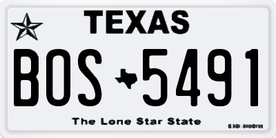 TX license plate BOS5491