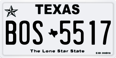 TX license plate BOS5517