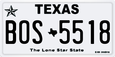 TX license plate BOS5518